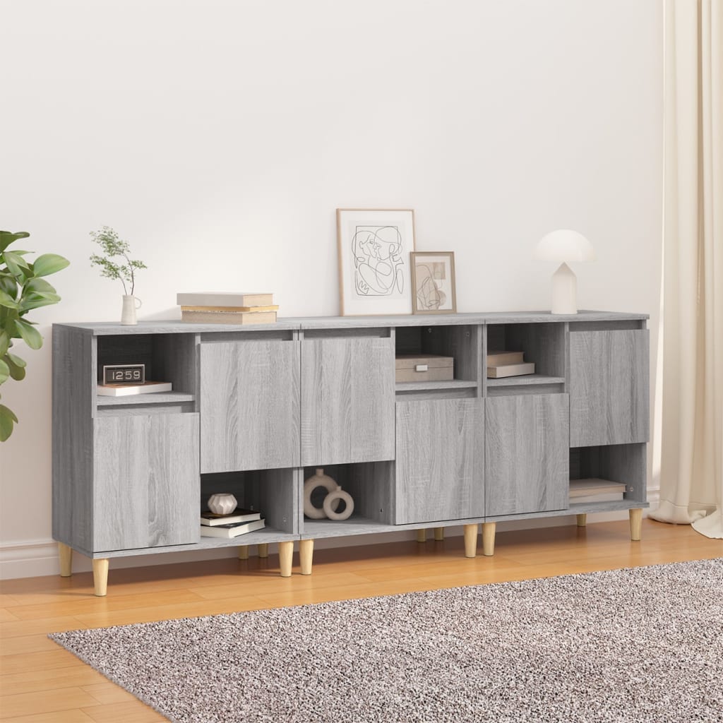 vidaXL Ντουλάπι 3 τεμ. Γκρι Sonoma 60x35x70 εκ. από Επεξεργασμένο Ξύλο