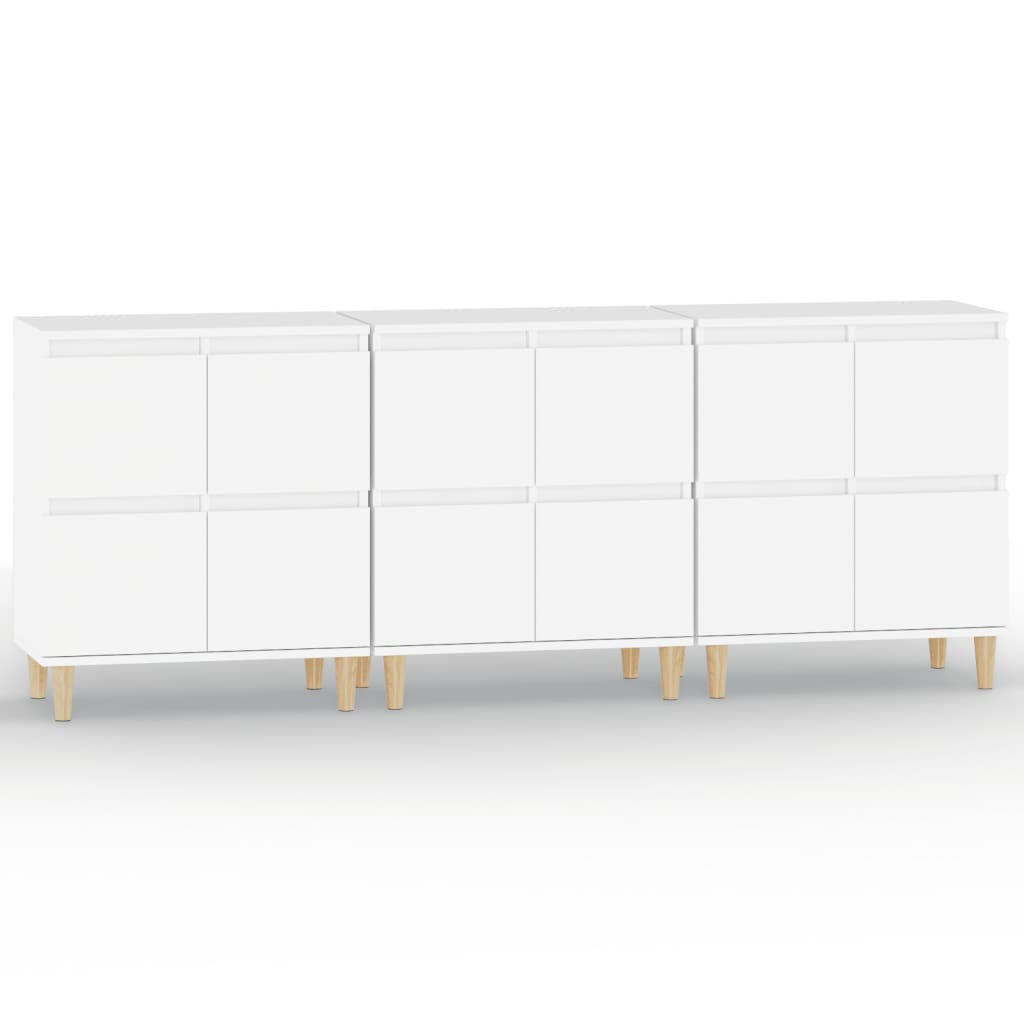 vidaXL Ντουλάπια 3 τεμ. Λευκό 60x35x70 εκ. Επεξεργασμένο Ξύλο