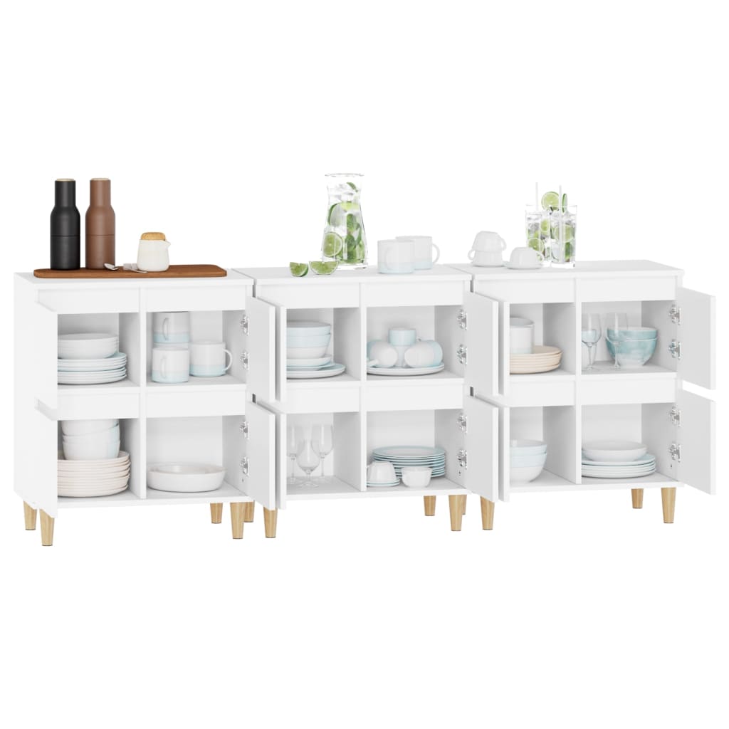 vidaXL Ντουλάπια 3 τεμ. Λευκό 60x35x70 εκ. Επεξεργασμένο Ξύλο