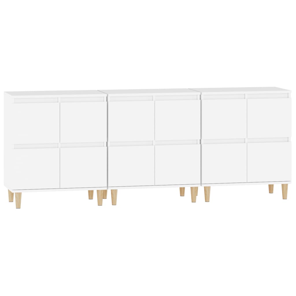 vidaXL Ντουλάπια 3 τεμ. Λευκό 60x35x70 εκ. Επεξεργασμένο Ξύλο