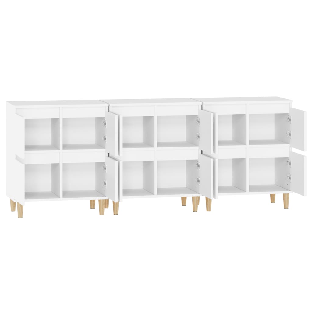 vidaXL Ντουλάπια 3 τεμ. Λευκό 60x35x70 εκ. Επεξεργασμένο Ξύλο