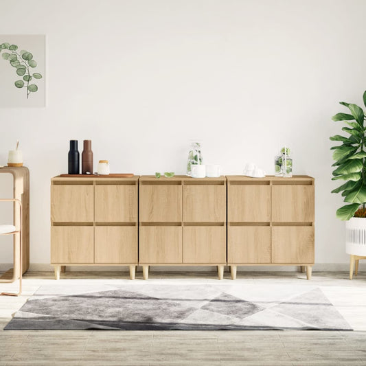 vidaXL Ντουλάπια 3 τεμ. Sonoma Δρυς 60x35x70 εκ. Επεξεργασμένο Ξύλο