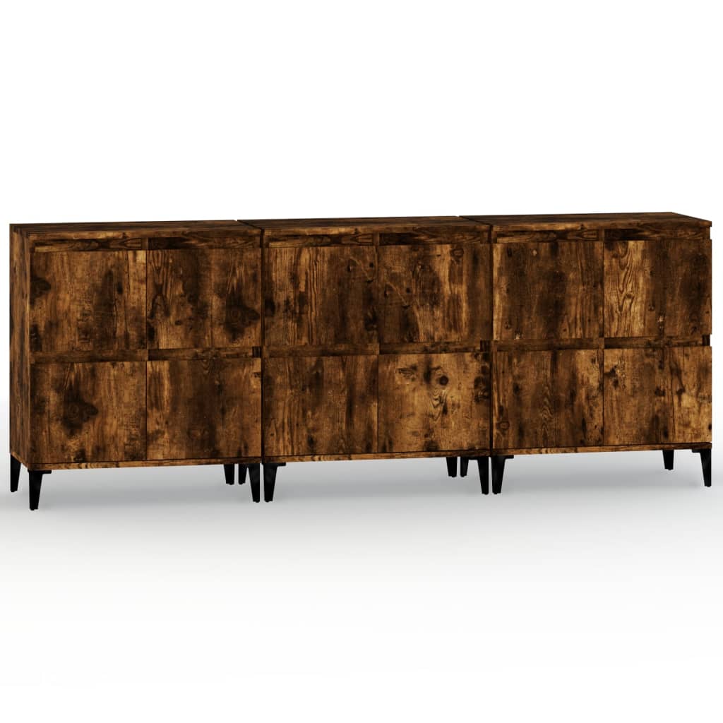 vidaXL Ντουλάπια 3 τεμ. Καπνιστή Δρυς 60x35x70 εκ. Επεξεργασμένο Ξύλο