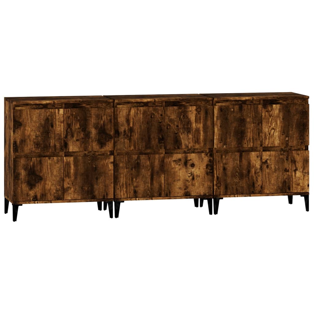 vidaXL Ντουλάπια 3 τεμ. Καπνιστή Δρυς 60x35x70 εκ. Επεξεργασμένο Ξύλο
