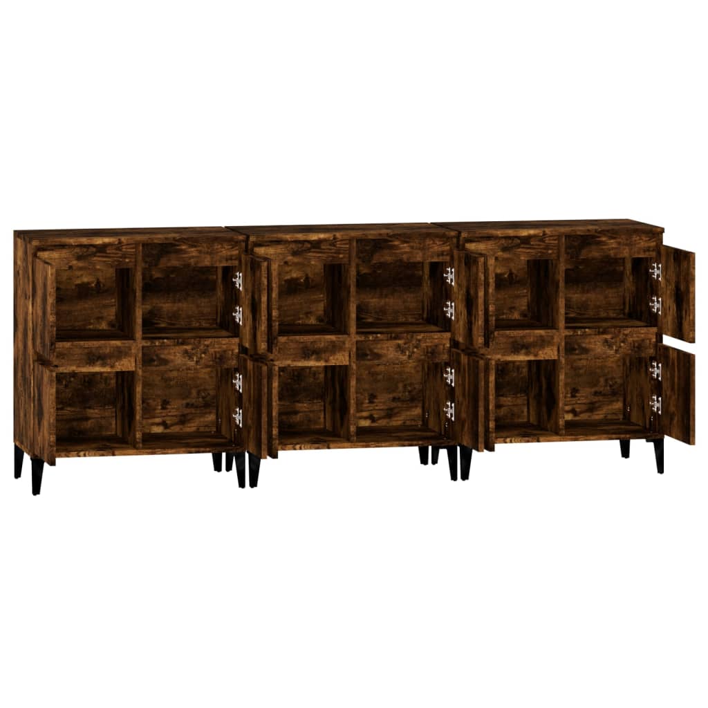 vidaXL Ντουλάπια 3 τεμ. Καπνιστή Δρυς 60x35x70 εκ. Επεξεργασμένο Ξύλο