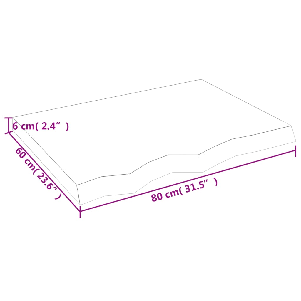 vidaXL Πάγκος Μπάνιου 80x60x(2-6) εκ. από Ακατέργαστο Μασίφ Ξύλο