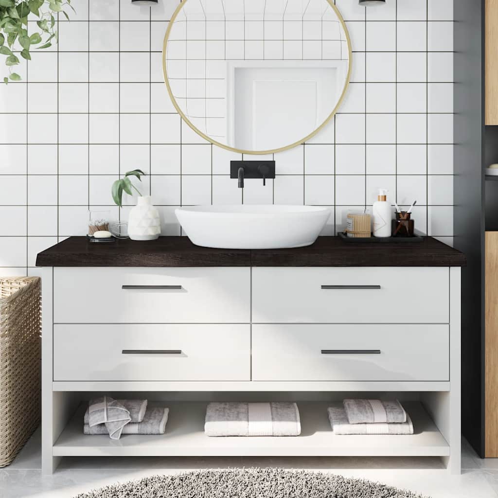 vidaXL Πάγκος Μπάνιου Σκούρο Καφέ 160x50x(2-6) εκ. Επεξεργ. Μασίφ Ξύλο