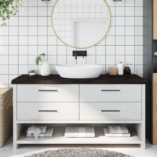 vidaXL Πάγκος Μπάνιου Σκούρο Καφέ 160x50x(2-6) εκ. Επεξεργ. Μασίφ Ξύλο