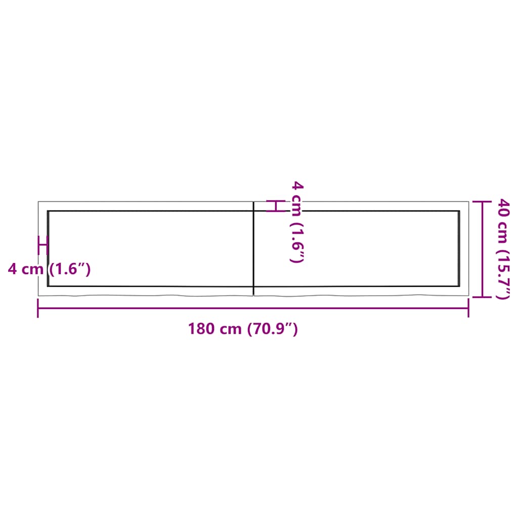 vidaXL Πάγκος Μπάνιου Σκούρο Καφέ 180x40x(2-6) εκ. Επεξεργ. Μασίφ Ξύλο