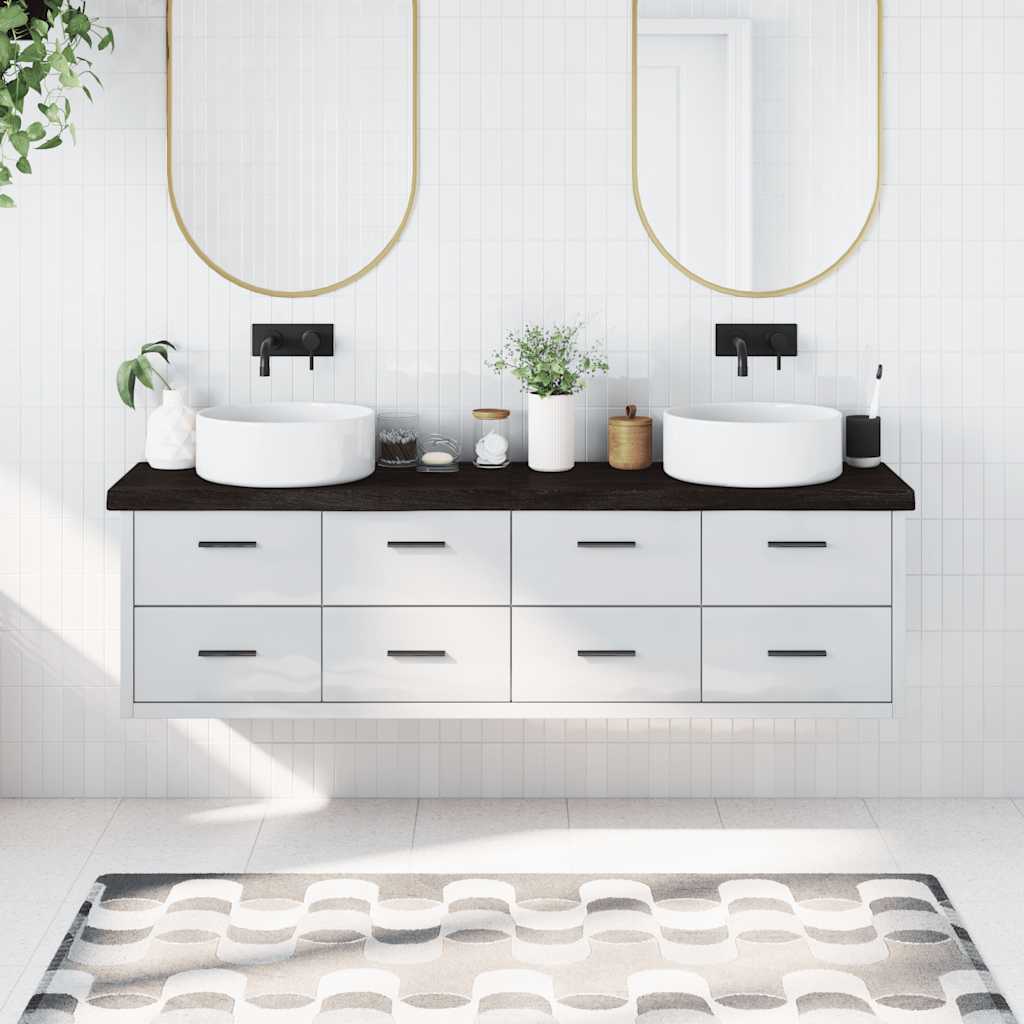 vidaXL Πάγκος Μπάνιου Σκούρο Καφέ 180x40x(2-6) εκ. Επεξεργ. Μασίφ Ξύλο