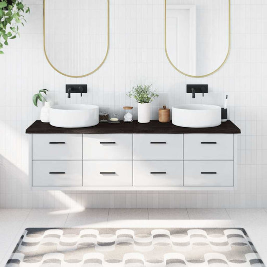 vidaXL Πάγκος Μπάνιου Σκούρο Καφέ 180x60x(2-4) εκ. Επεξεργ. Μασίφ Ξύλο