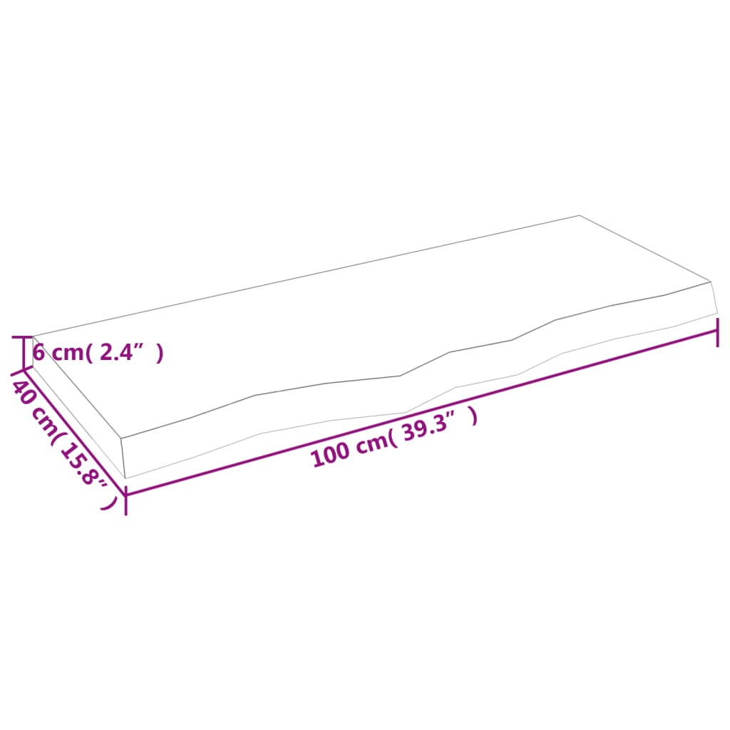 vidaXL Επιφ Τραπεζιού Αν Καφέ 100x40x(2-6)εκ. Επεξ. Μασίφ Ξύλο Δρυός