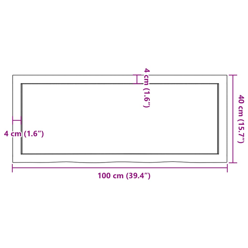 vidaXL Επιφ Τραπεζιού Αν Καφέ 100x40x(2-6)εκ. Επεξ. Μασίφ Ξύλο Δρυός
