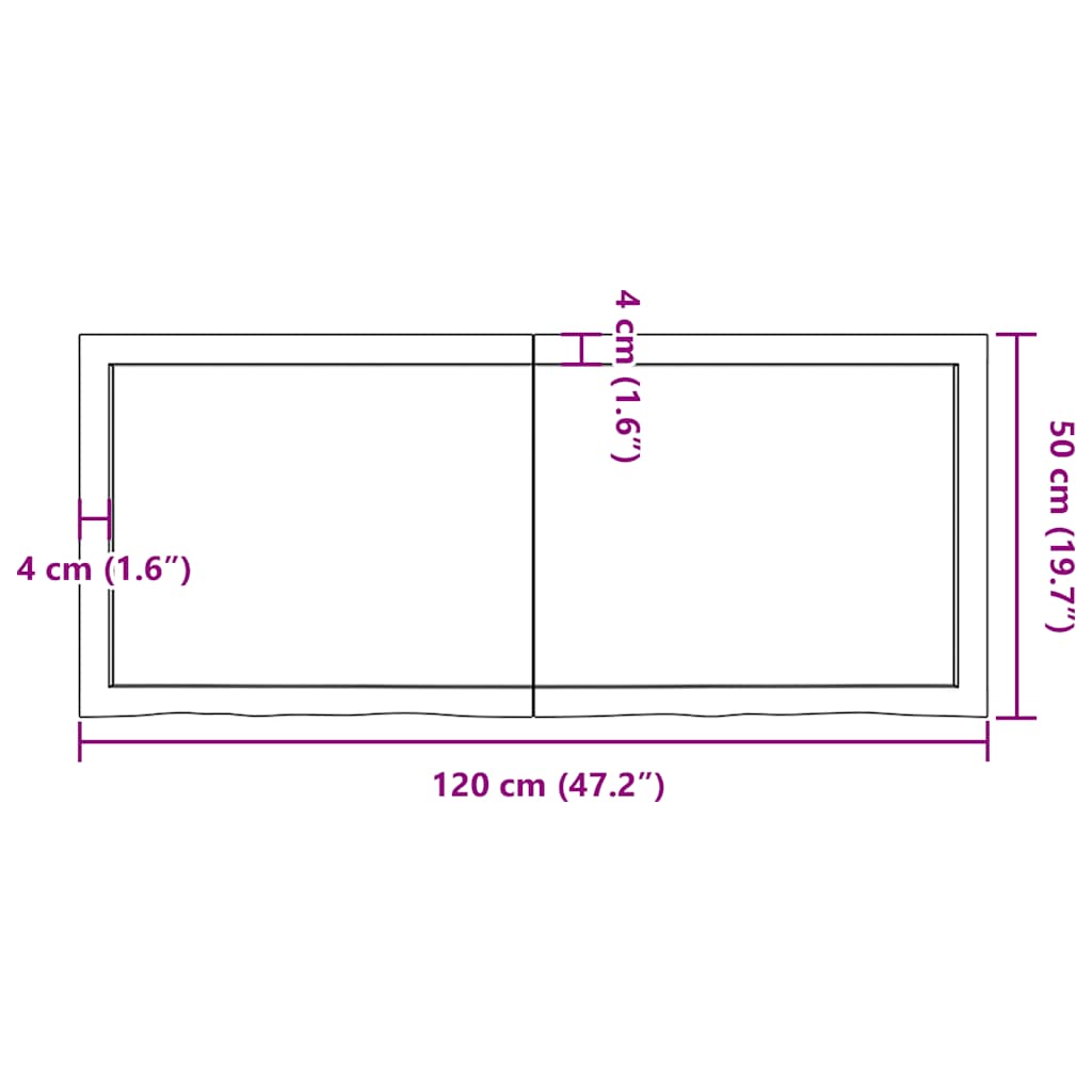 vidaXL Επιφ Τραπεζιού Αν Καφέ 120x50x(2-6)εκ. Επεξ. Μασίφ Ξύλο Δρυός