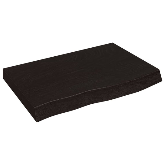 vidaXL Επιφάνεια Τραπεζιού Σκούρο Καφέ 60x40x(2-6) εκ Επεξ. Μασίφ Δρυς
