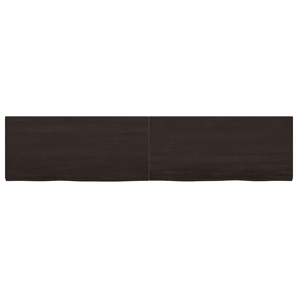 vidaXL Επιφάνεια Τραπεζιού Σκούρο Καφέ 220x50x(2-4)εκ Επεξ. Μασίφ Δρυς