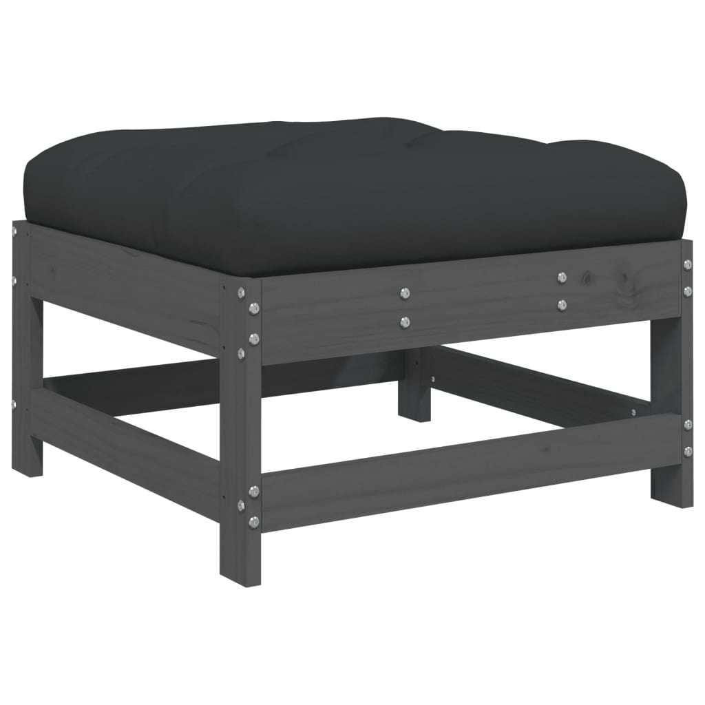 vidaXL Σαλόνι Κήπου Σετ 7 Τεμαχίων Γκρι από Μασίφ Ξύλο με Μαξιλάρια