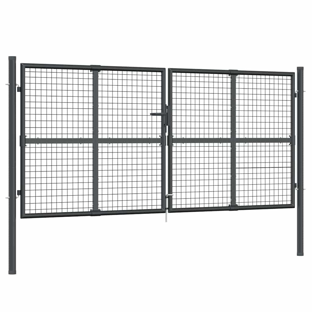 vidaXL Πόρτα Κήπου με Διχτυωτό Υλικό Ανθρακί 300x125 εκ. από Γαλβανισμένο Ατσάλι