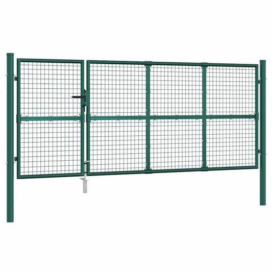 vidaXL Πόρτα Κήπου με Διχτυωτό Υλικό Πράσινο 350x125 εκ. από Γαλβανισμένο Ατσάλι