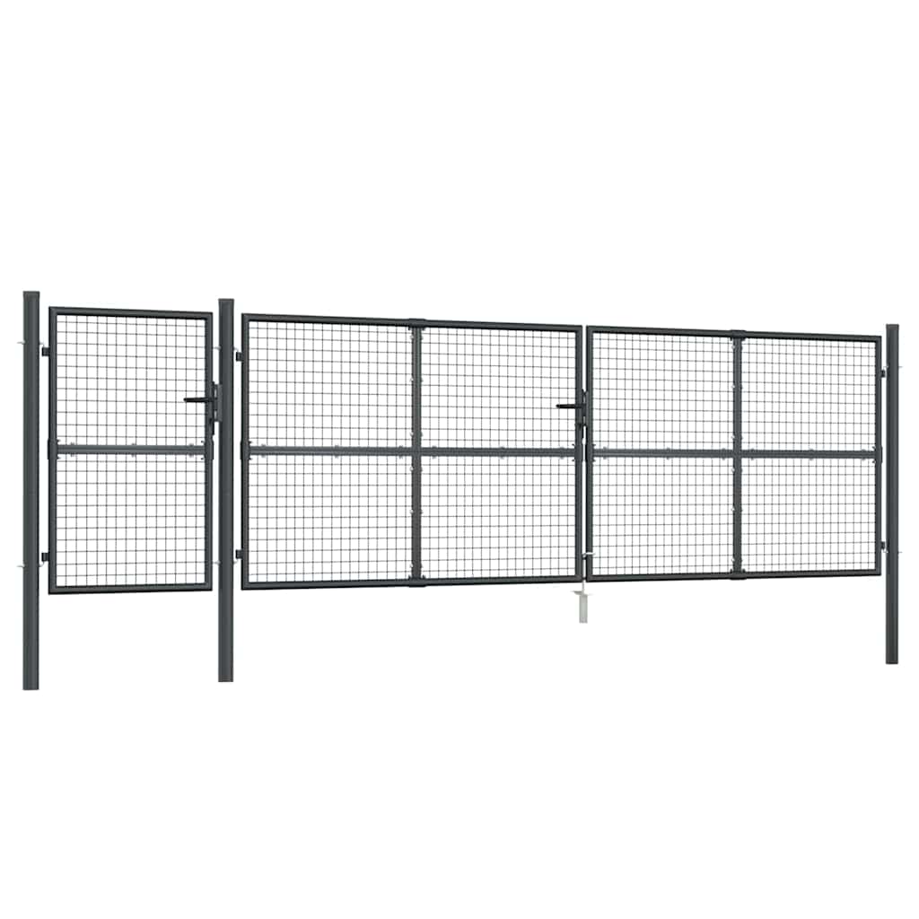 vidaXL Πόρτα Κήπου με Διχτυωτό Υλικό Ανθρακί 500x125 εκ. από Γαλβανισμένο Ατσάλι