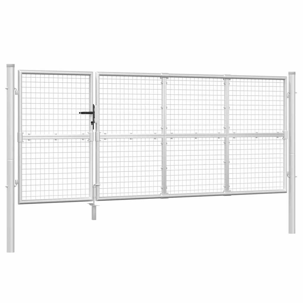 vidaXL Πόρτα Κήπου με Διχτυωτό Ασημί 350x125 εκ. από Γαλβανισμένο Ατσάλι