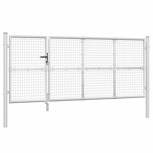 vidaXL Πόρτα Κήπου με Διχτυωτό Ασημί 350x125 εκ. από Γαλβανισμένο Ατσάλι
