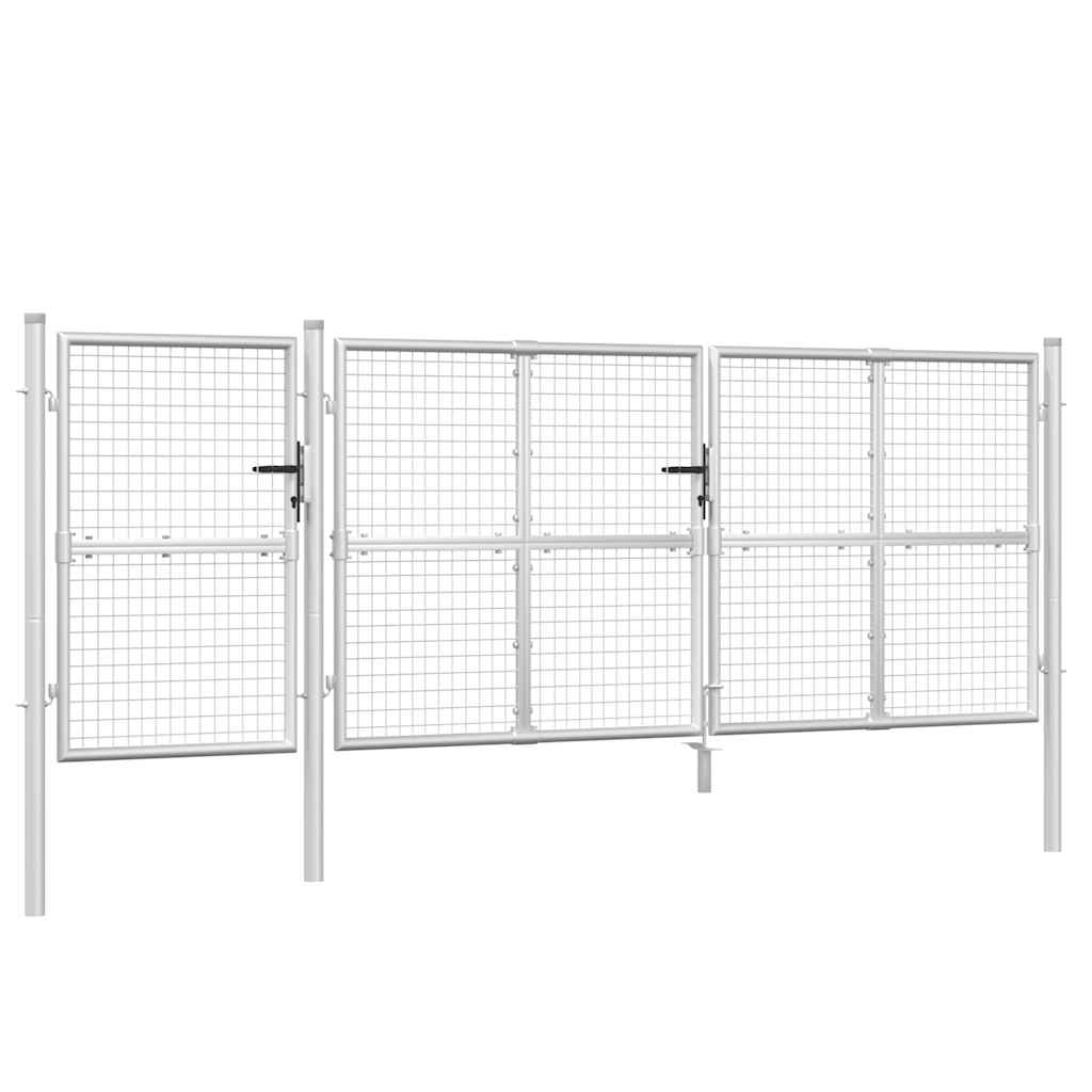 vidaXL Πόρτα Κήπου με Διχτυωτό Ασημί 400x125 εκ. από Γαλβανισμένο Ατσάλι