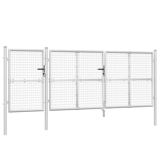vidaXL Πόρτα Κήπου με Διχτυωτό Ασημί 400x125 εκ. από Γαλβανισμένο Ατσάλι
