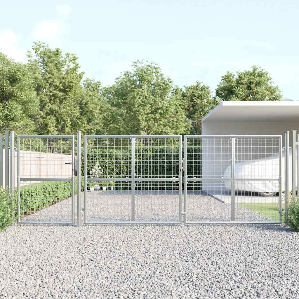 vidaXL Πόρτα Κήπου με Διχτυωτό Ασημί 400x125 εκ. από Γαλβανισμένο Ατσάλι