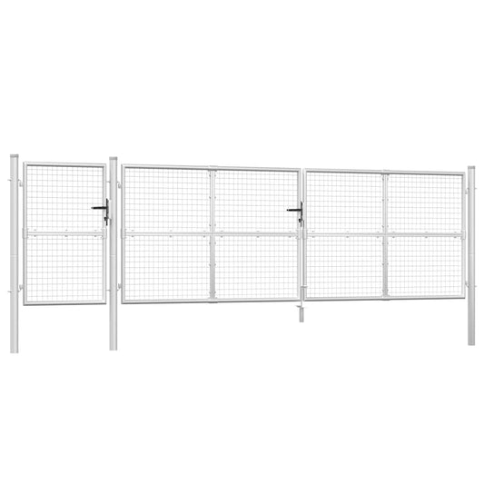 vidaXL Πόρτα Κήπου με Διχτυωτό Ασημί 500x125 εκ. από Γαλβανισμένο Ατσάλι