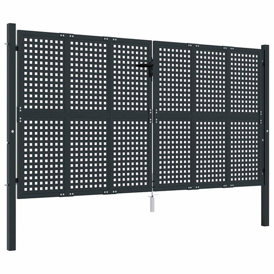 vidaXL Πόρτα Κήπου Ανθρακί 300x150 εκ. Ατσάλι