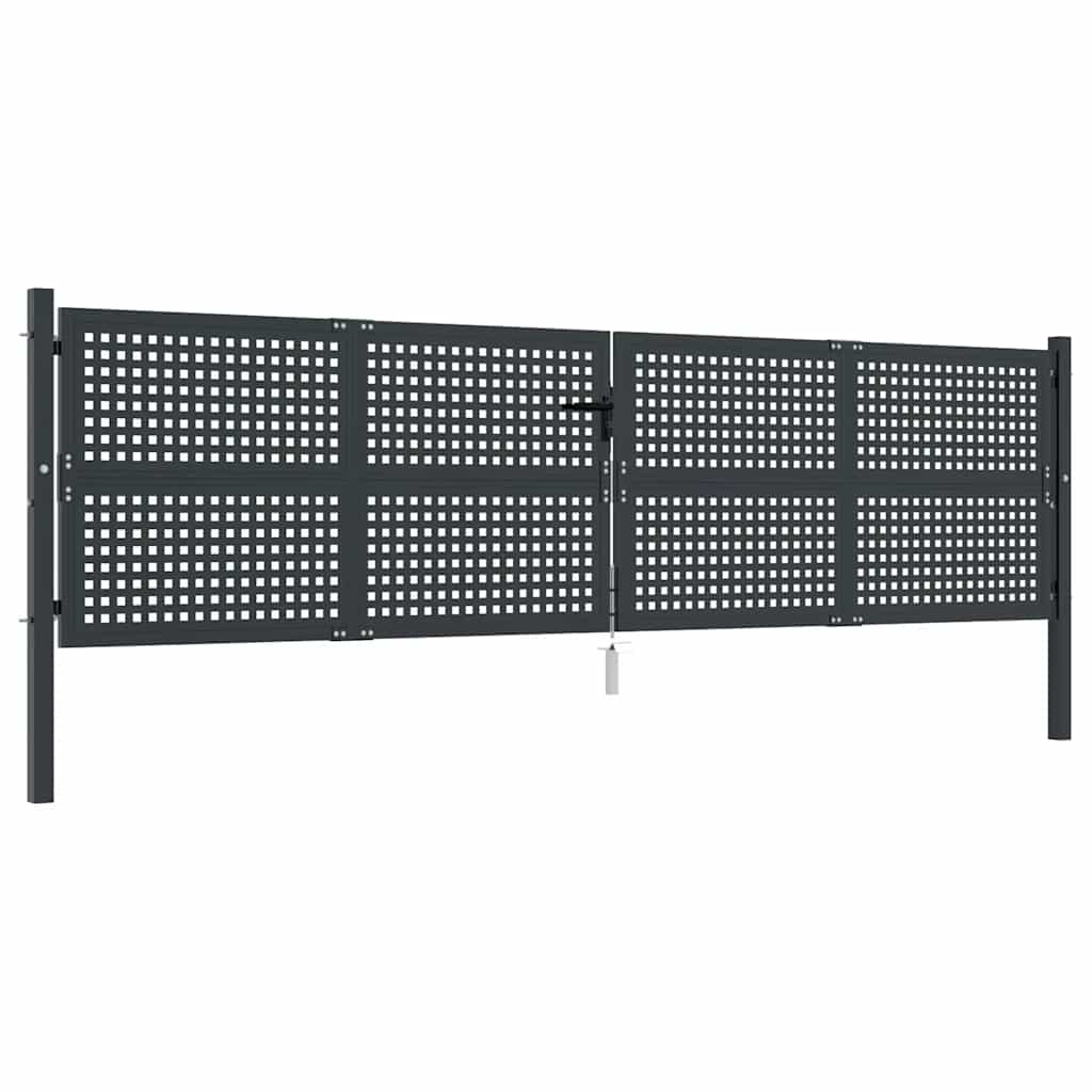 vidaXL Πόρτα Κήπου Ανθρακί 400x125 εκ. Ατσάλι