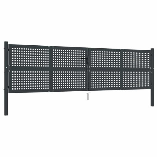 vidaXL Πόρτα Κήπου Ανθρακί 400x125 εκ. Ατσάλι