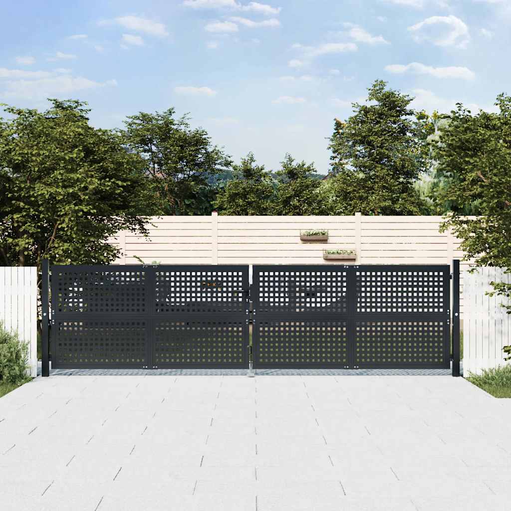vidaXL Πόρτα Κήπου Ανθρακί 400x125 εκ. Ατσάλι