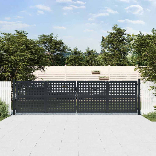 vidaXL Πόρτα Κήπου Ανθρακί 400x125 εκ. Ατσάλι
