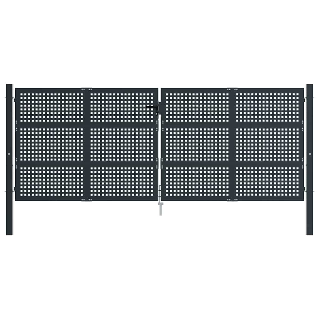 vidaXL Πόρτα Κήπου Ανθρακί 400x125 εκ. Ατσάλι