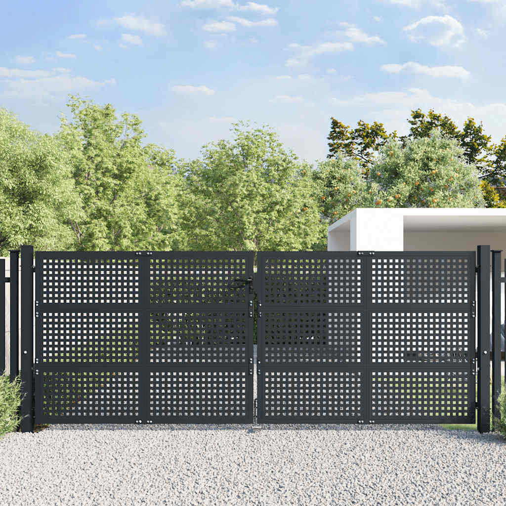 vidaXL Πόρτα Κήπου Ανθρακί 400x150 εκ. Ατσάλι