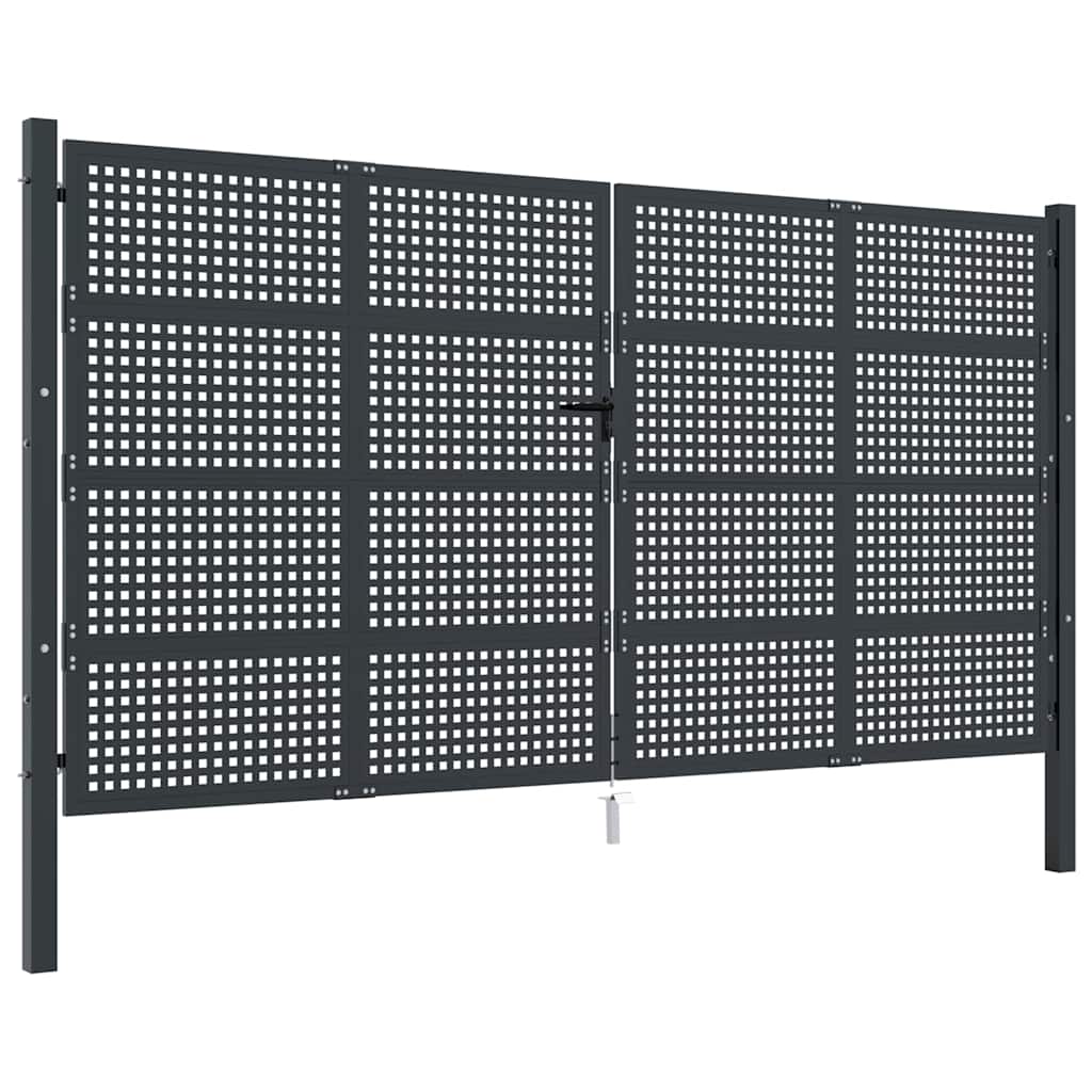 vidaXL Πόρτα Κήπου Ανθρακί 400x175 εκ. Ατσάλι
