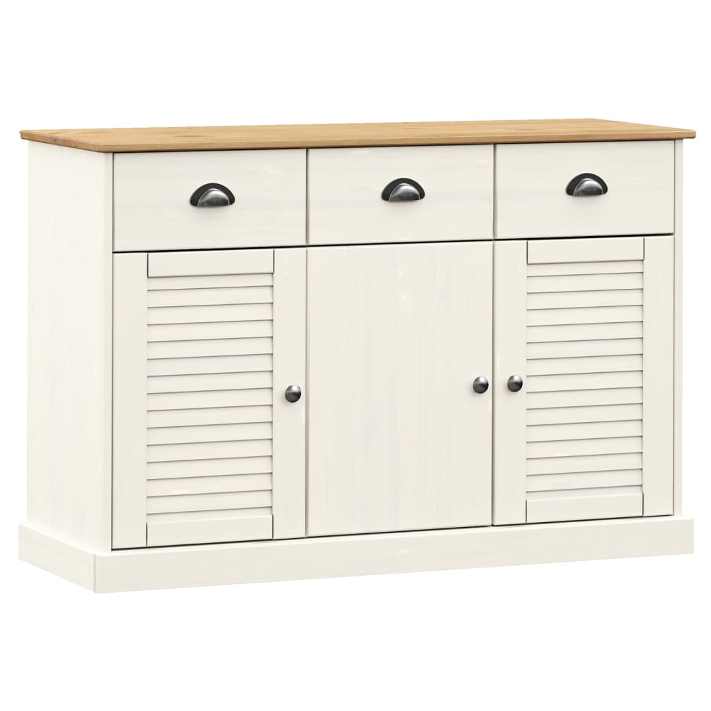 vidaXL Μπουφές με Συρτάρια VIGO Λευκό 113x40x75 εκ. Μασίφ Ξύλο Πεύκου