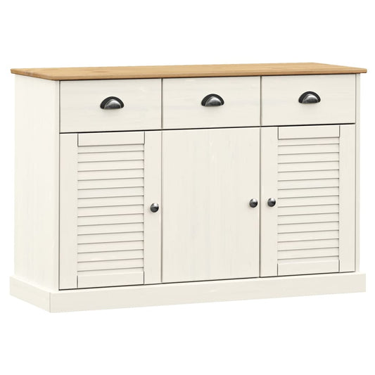 vidaXL Μπουφές με Συρτάρια VIGO Λευκό 113x40x75 εκ. Μασίφ Ξύλο Πεύκου