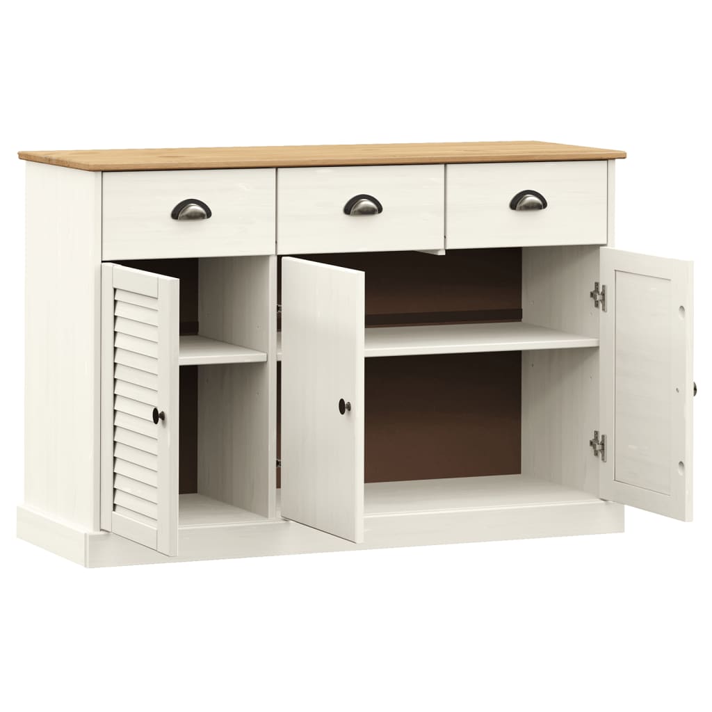 vidaXL Μπουφές με Συρτάρια VIGO Λευκό 113x40x75 εκ. Μασίφ Ξύλο Πεύκου