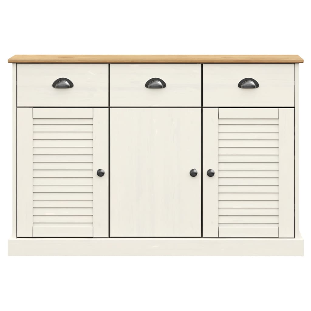 vidaXL Μπουφές με Συρτάρια VIGO Λευκό 113x40x75 εκ. Μασίφ Ξύλο Πεύκου