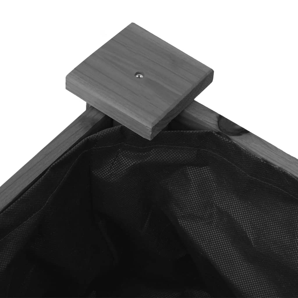 vidaXL Γλάστρα με Ρόδες & Επένδυση Γκρι 71x37x80 εκ Μασίφ Ξύλο Ελάτης