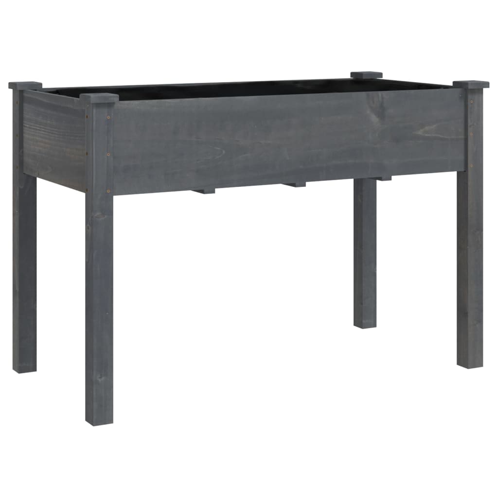 vidaXL Γλάστρα με Ρόδες & Επένδυση Γκρι 118x59x80 εκ Μασίφ Ξύλο Ελάτης