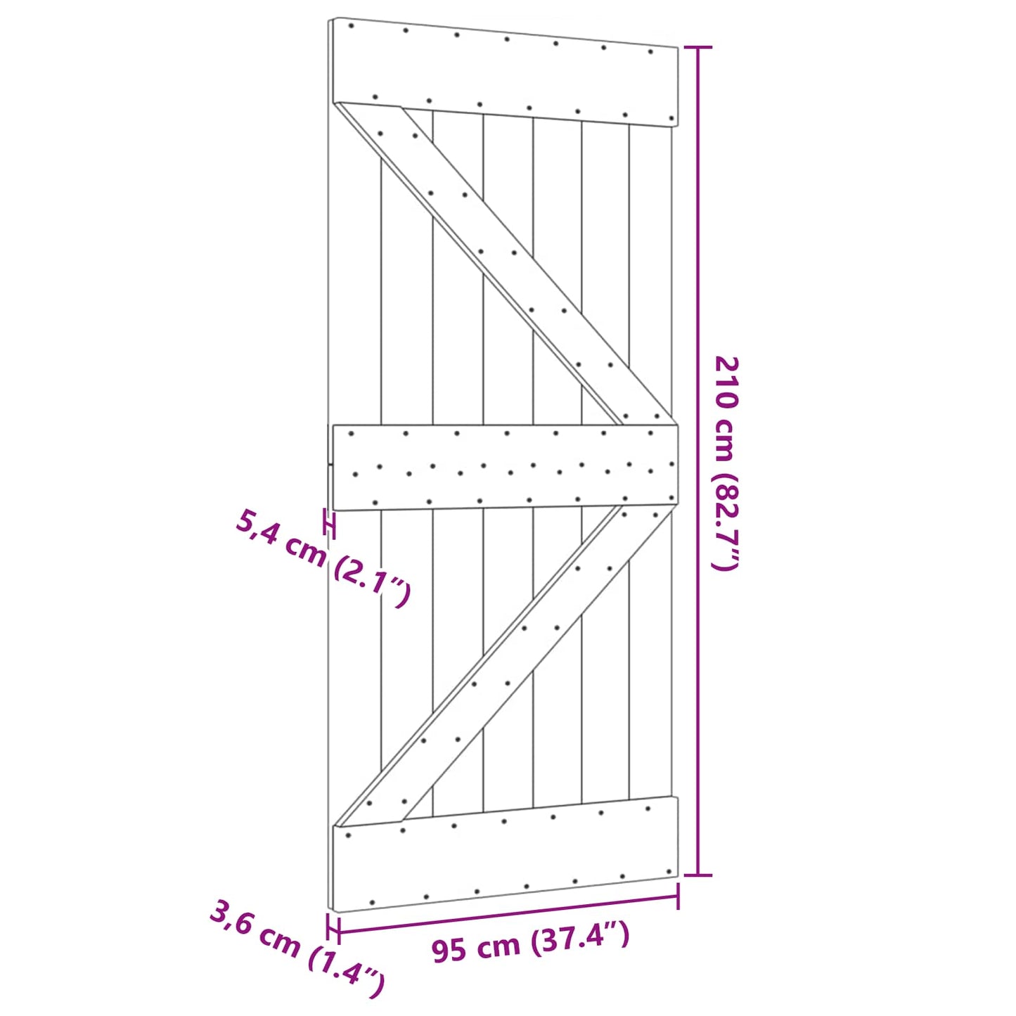 vidaXL Πόρτα NARVIK Φυσικό 95 x 210 cm Συμπαγές Ξύλο Πεύκου