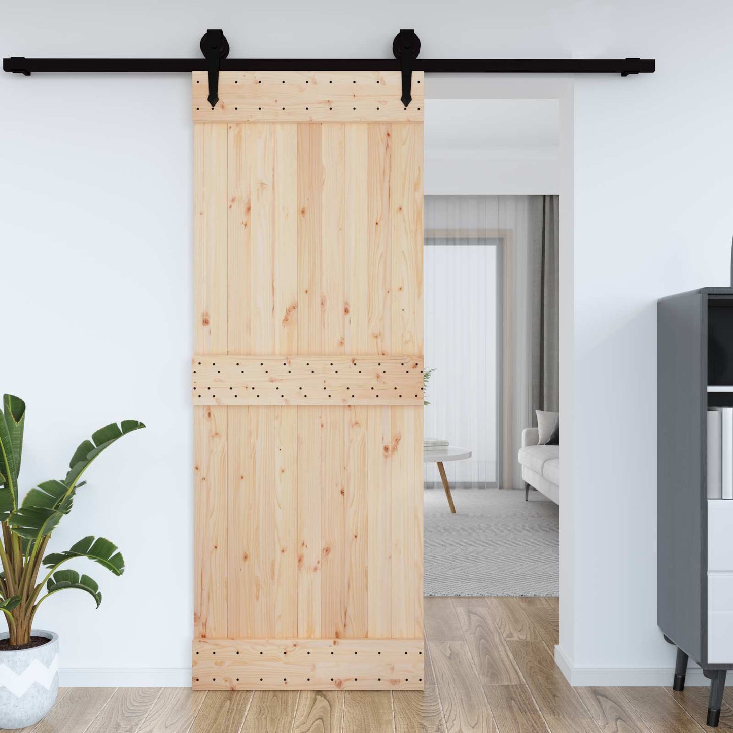 vidaXL Πόρτα NARVIK Φυσικό 85 x 210 cm Συμπαγές Ξύλο Πεύκου