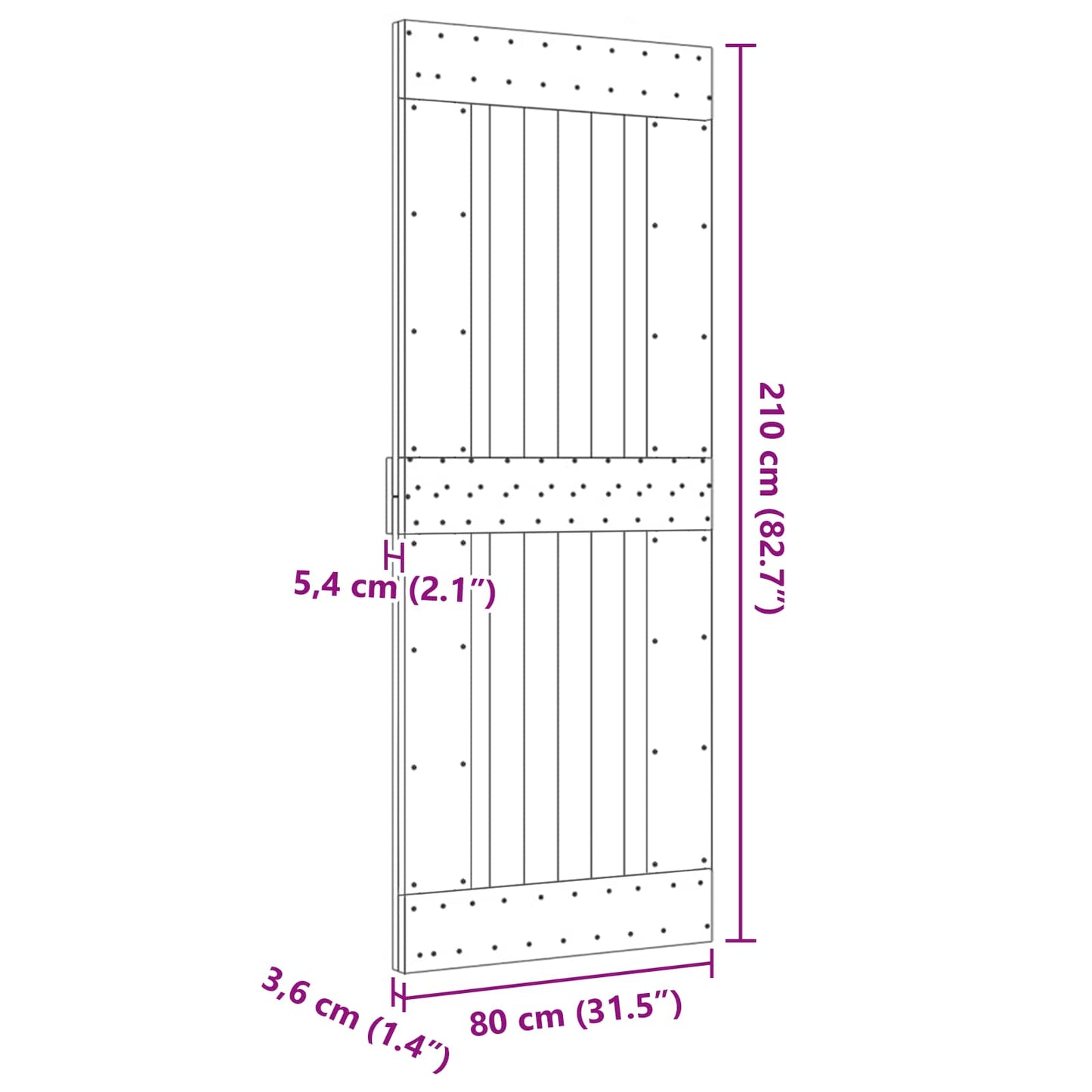 vidaXL Πόρτα NARVIK Φυσικό 80 x 210 cm Συμπαγές Ξύλο Πεύκου