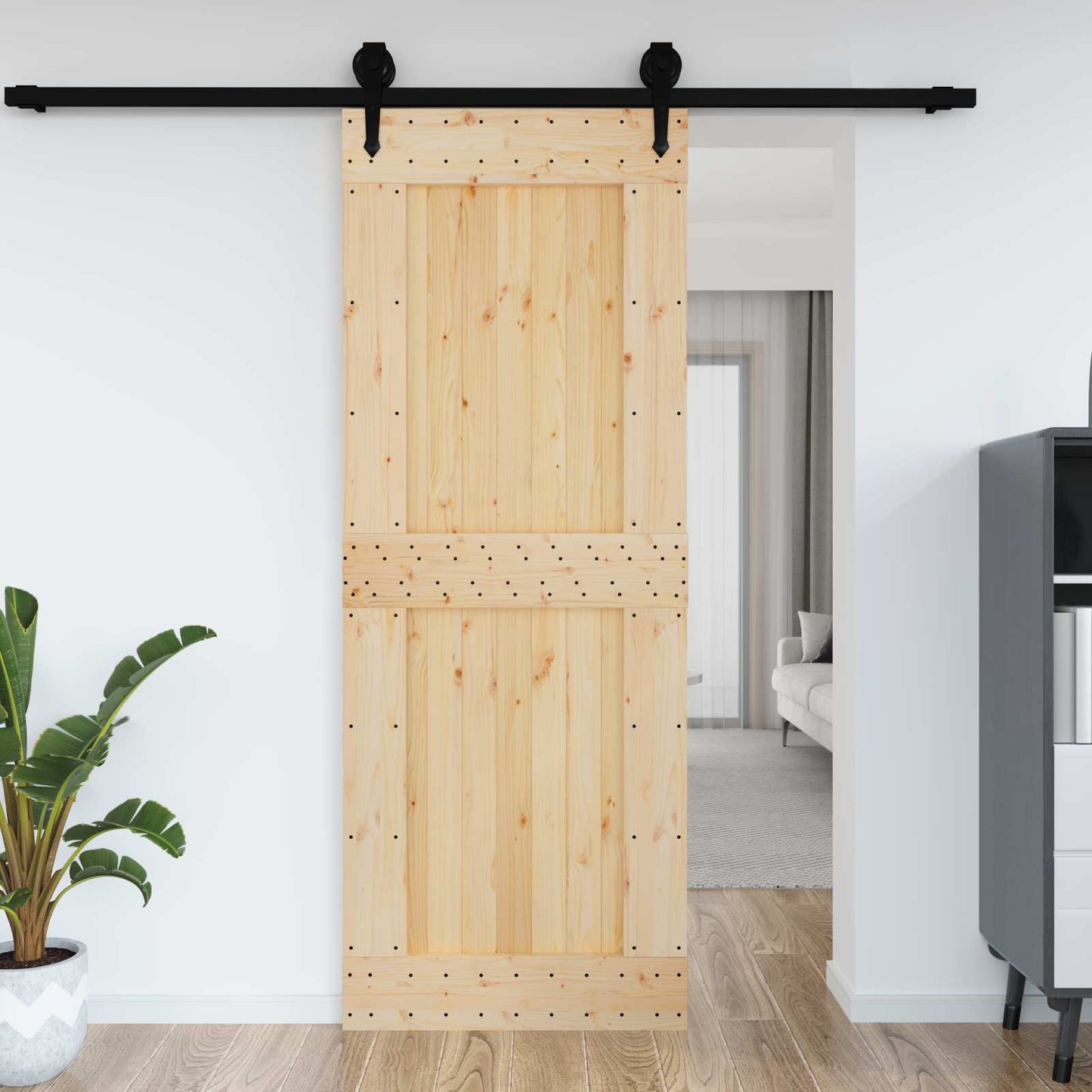vidaXL Πόρτα NARVIK Φυσικό 85 x 210 cm Συμπαγές Ξύλο Πεύκου