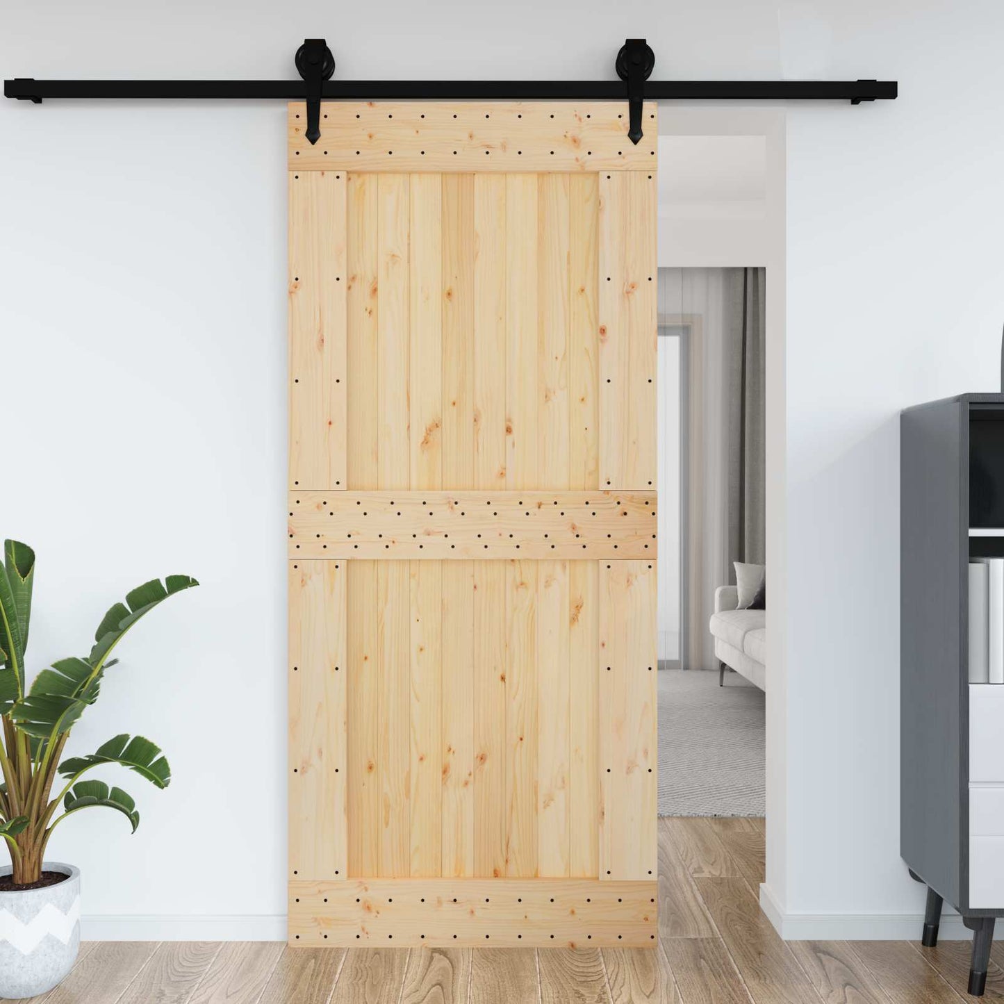 vidaXL Πόρτα NARVIK Φυσικό 100 x 210 cm Συμπαγές Ξύλο Πεύκου
