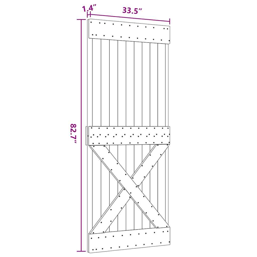 vidaXL Πόρτα NARVIK 85 x 210 εκ. από Μασίφ Ξύλο Πεύκου